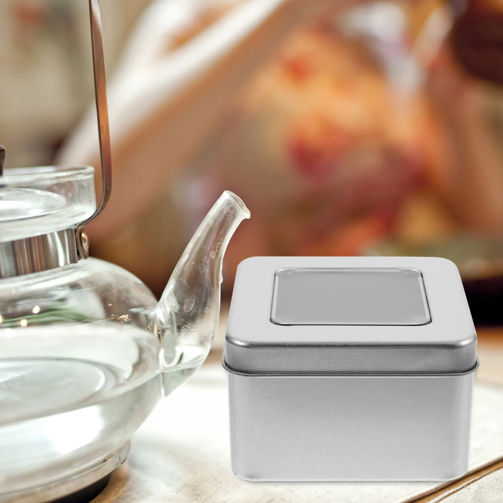

clear square empty tin clear tin silver metal tin square tin
