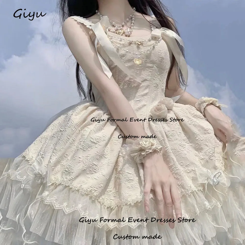 Giyu Fairy A-line Prom Dress Multicolored Mini-Length Above Knee Bow Beading Birthday Party Dress Summer Dress