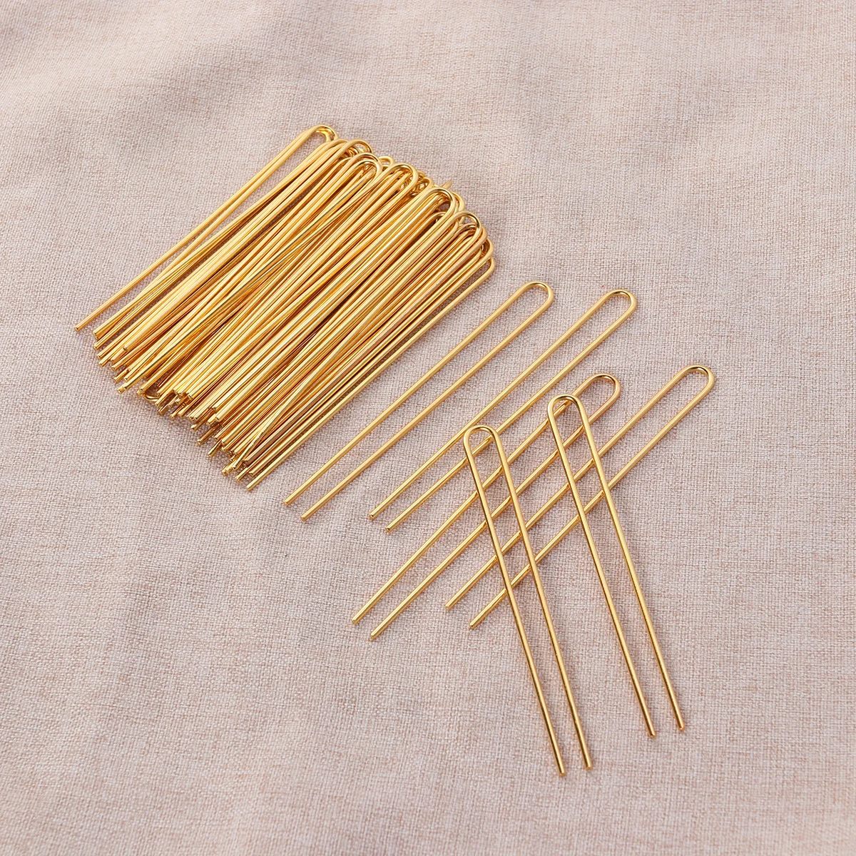 

50pcs U Shape Hairpins Iron Hair Fork Hair DIY Craft for Women Girls (Golden) U Shaped Hairpin