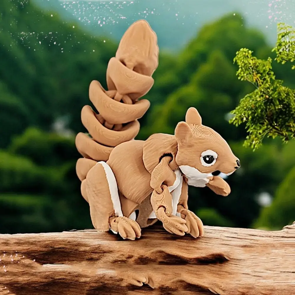 Giunti mobili Scoiattolo Modello Giocattoli Artigianato realistico Stampato in 3D Scoiattolo Cartoon Figurine 3D Scoiattolo articolato Giocattoli