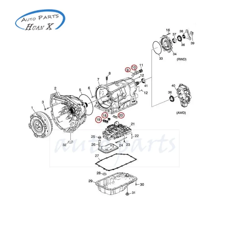 6L45 6L45E Automatic Transmission Service Seal Kit for CHEVROLET CADILLAC Gearbox Rebuild Kit Car Accessories 24238913