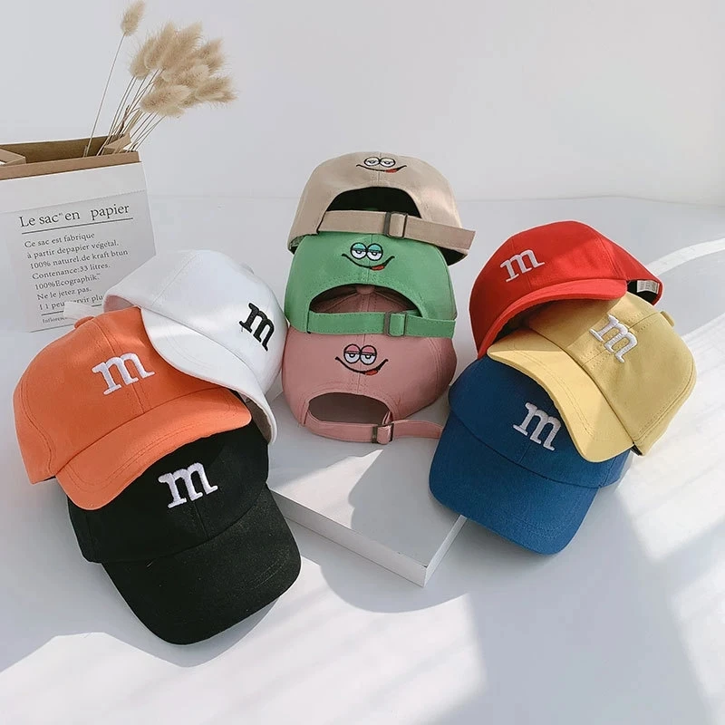 

Kids Baseball Cap Children's Hat for Lovely Baby Cotton Breathable Kids Hats Girl Boy Caps M Letter Embroidered Hat for Boy 아기모자