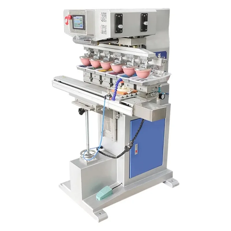 Intelligent servo PLC pneumatic control six-color flip shuttle pad printing machine