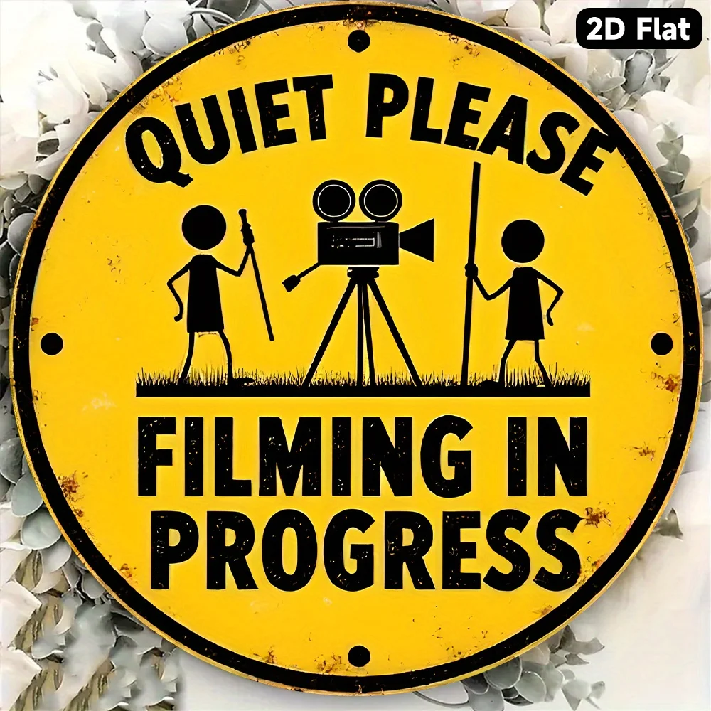 2D Flat, 1 Stück, 2D Falt, „Silence on Set Vintage Film Aesthetic“, perfekt für Movie Buffs, ideal für Heimkino oder Büro