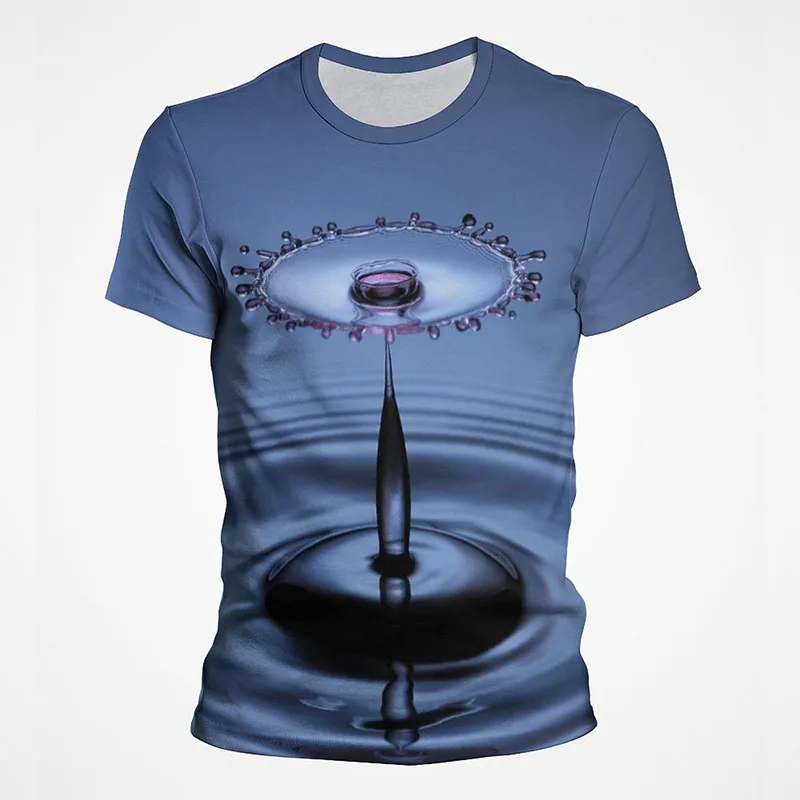 

Summer Water Flower Pop Men T Shirt 3D Waterbloom Printed Tee Shirts Kids Fashion Funny Short Sleeves Women Vintage Cool Clothes