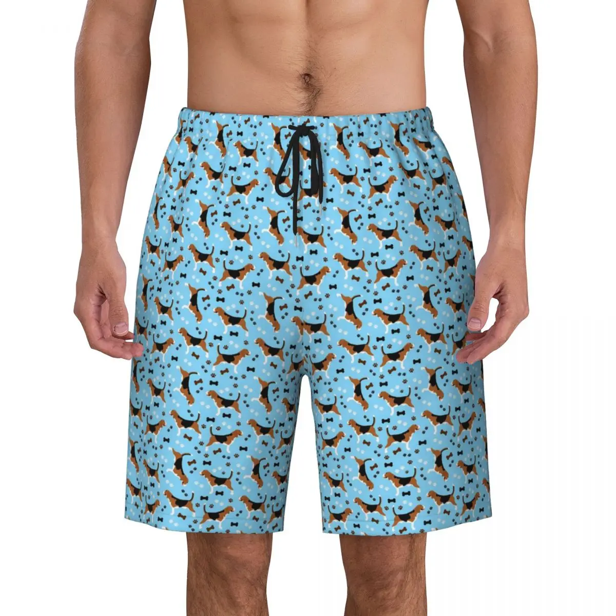 Men Board Shorts Dog Print Y2K Retro Beach Trunks Animal Beagles Quick Dry Running Hot Sale Oversize Beach Short Pants