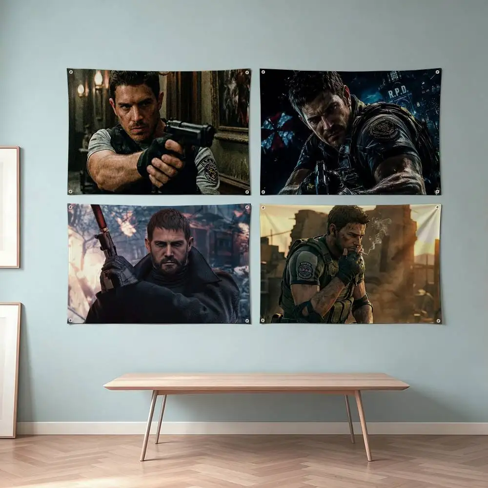 Resident Evil C-Chris Redfield  Flag Suitable For Party Club Outdoor Interior Wall Decoration Banner Fans Gift