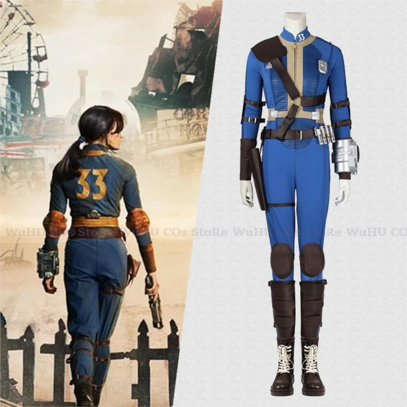 Fall Cos Out Lucy Cosplay Costume Vault 33 Female Male Survivor Suit Jumpsuit Uniform Prop Shoes Women Halloween Party Cosplay