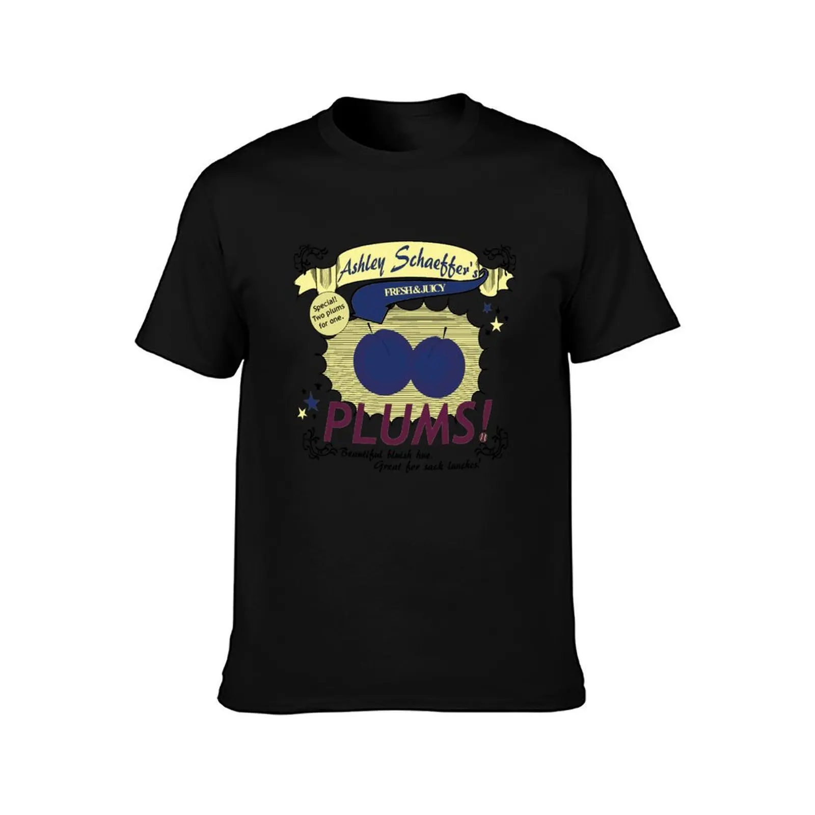 Ashley Schaeffer's Plums T-Shirt, Summer Casual Cotton Tee, Oversized Streetwear Tops, Vintage Graphic Print, Unisex Men Women