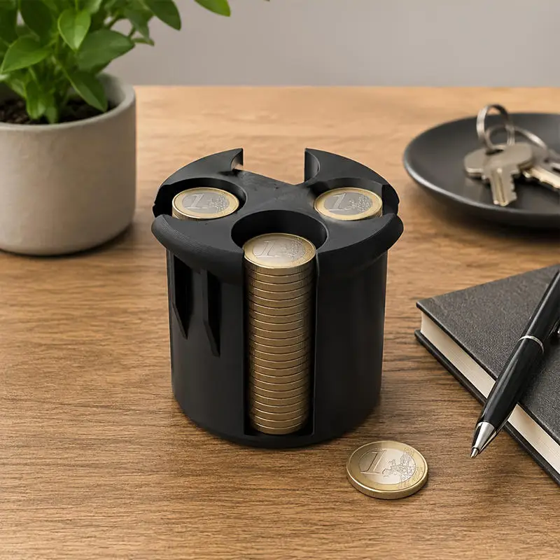 Rotary US Dollar Coin Holder Car Cup Holder Compatible Multi-Slot Black Coin Storage Box for Vehicle Interior Accessories