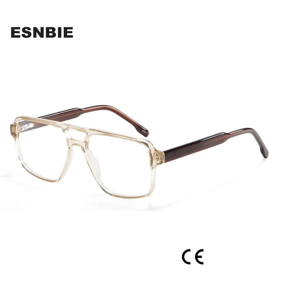 New Vintage Square Eyeglasses Women Acetate Double Bridge Myopia Optical Frame For Men Lentes Opticos Para Mujer Spring Hinge