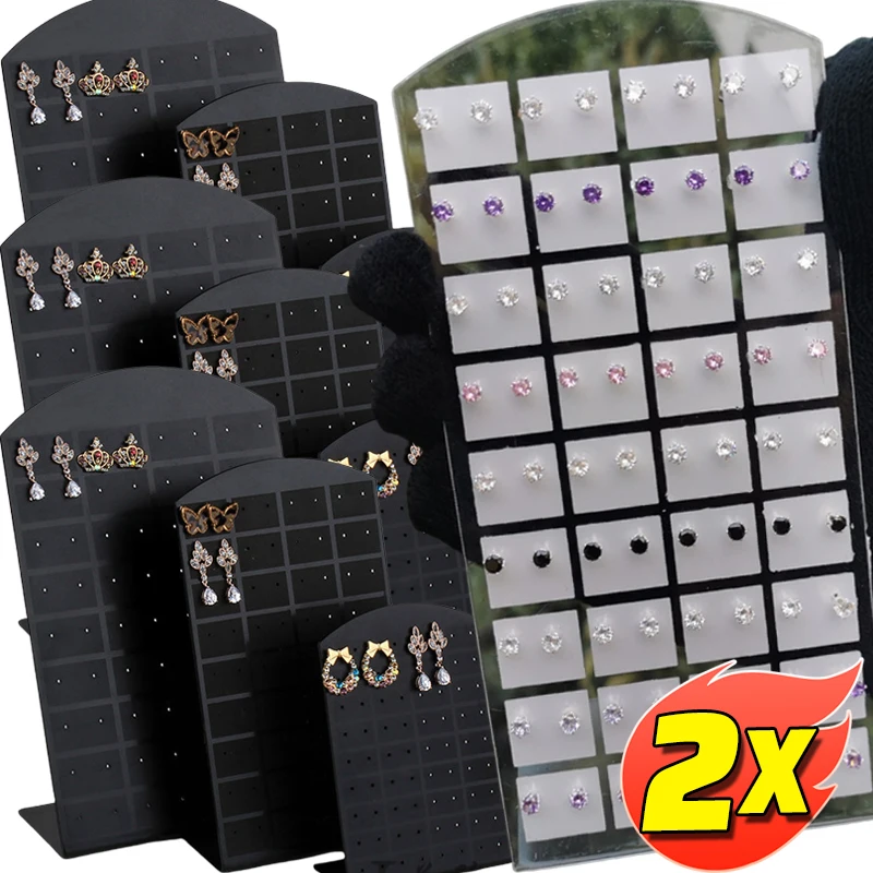 

1/2PCS 48/72 Holes Jewelry Earrings Studs Display Rack Portable Necklace Stand Storage Holder Fashion Organizer Storage Box