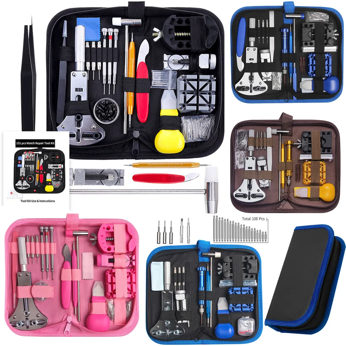 

Watchmaker Watch Repair Tools Kit Watch Case Remover Opener Bar Set Clock Pry Knife Screwdriver Pin Hammer Repairing Tool