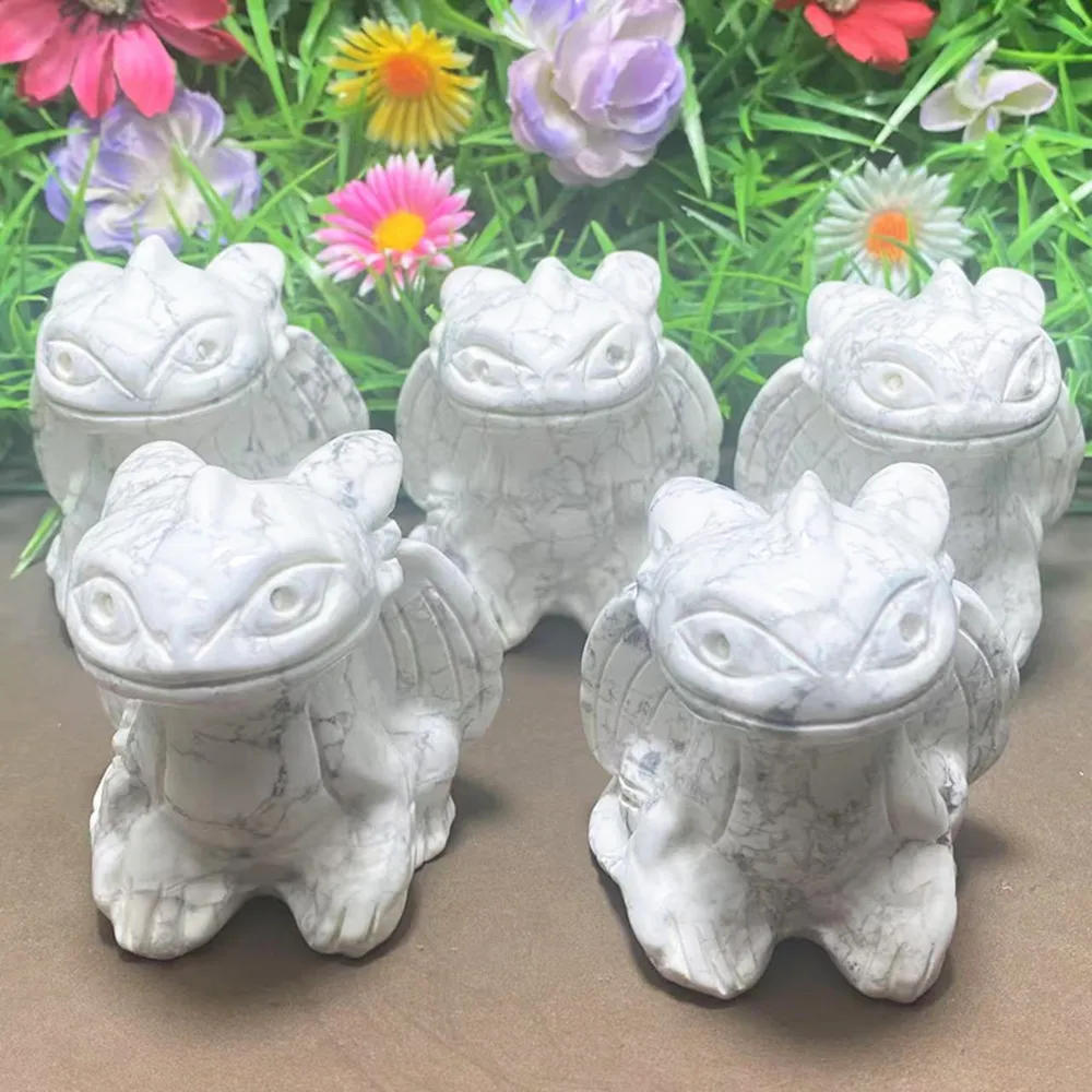 Natural quartz white turquoise crystal carved toothless baby healing home decor ornament