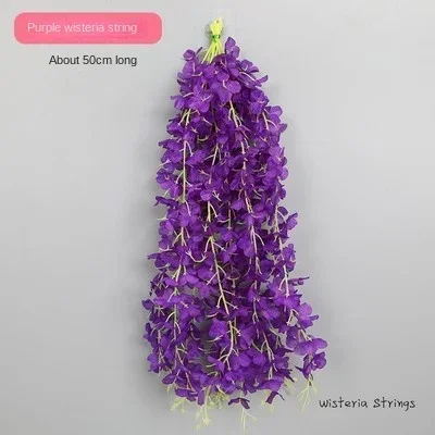 10pcs 50cm Artificial Wisteria Flower Strips Wedding Home Decoration Balcony Room Hanging Plastic Flower Ceiling Flower Vine