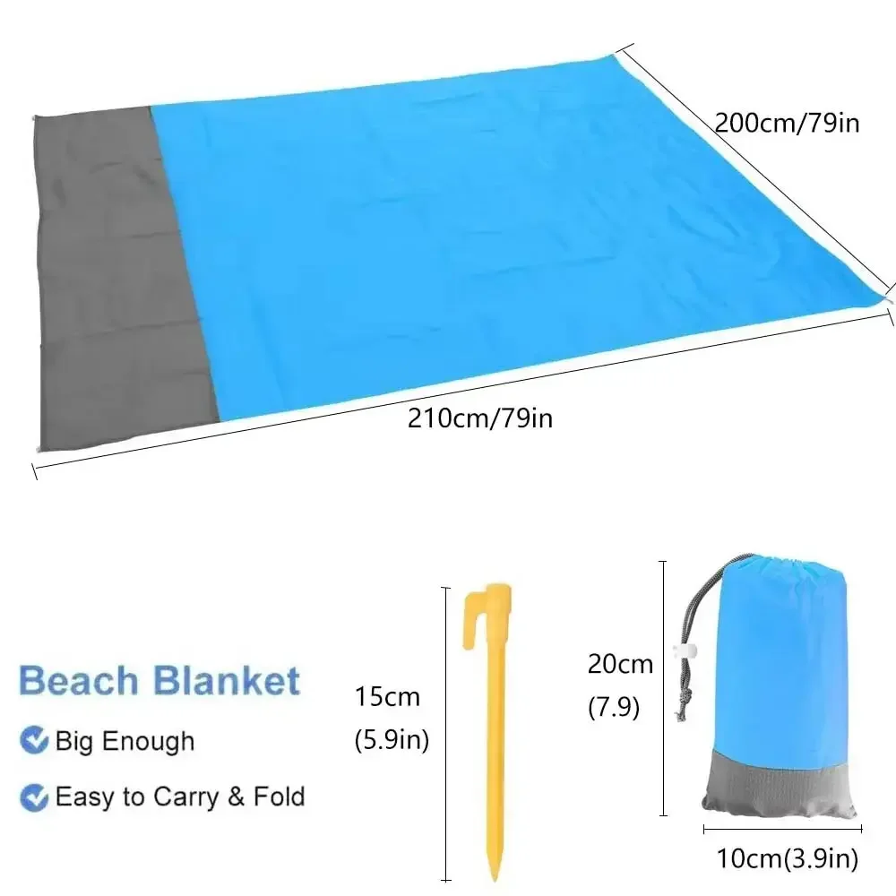 Beach Blanket Sandproof 200 X 210cm Waterproof Beach Mat Lightweight Picnic Blanket For Travel Hiking Sports