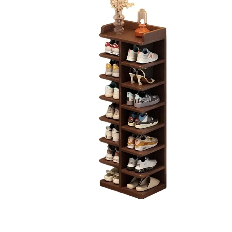 Solid Wood Shoe Rack Multi Tier Entryway Storage Compact Cabinet for Small Apartment Dormitory Simple Design