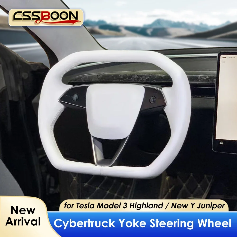 

Premium Yoke Leather Steering Wheel For Model Y Juniper 2025 2026 Factory Direct Cybertruck Heated Wheel Handle For Tesla New 3