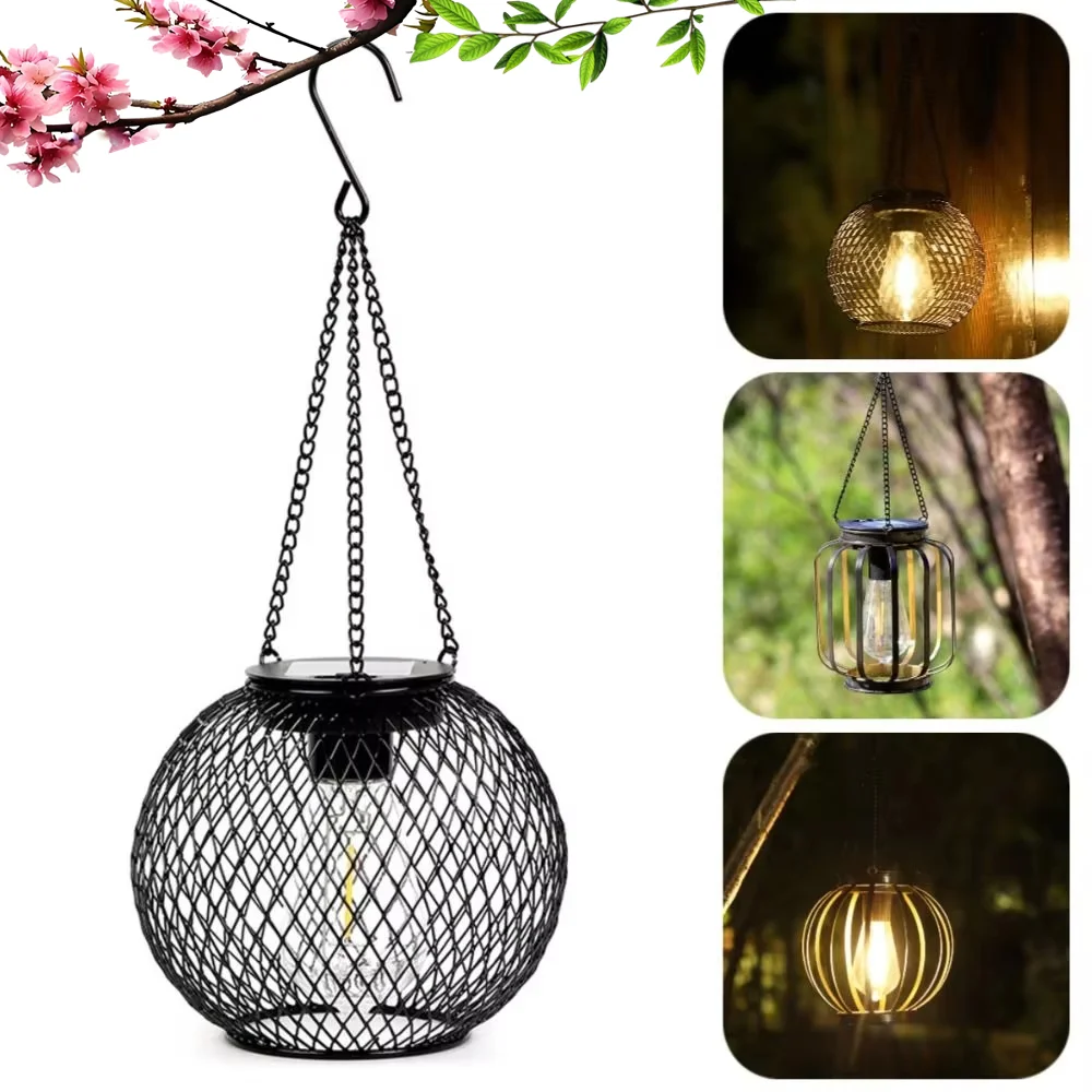 فانوس بالطاقة الشمسية مصباح ليد 3000k ضوء النهار أضواء الاستشعار في الهواء الطلق مقاوم للماء مصابيح الحديقة خمر عطلة الديكور المشهد Hollo #2