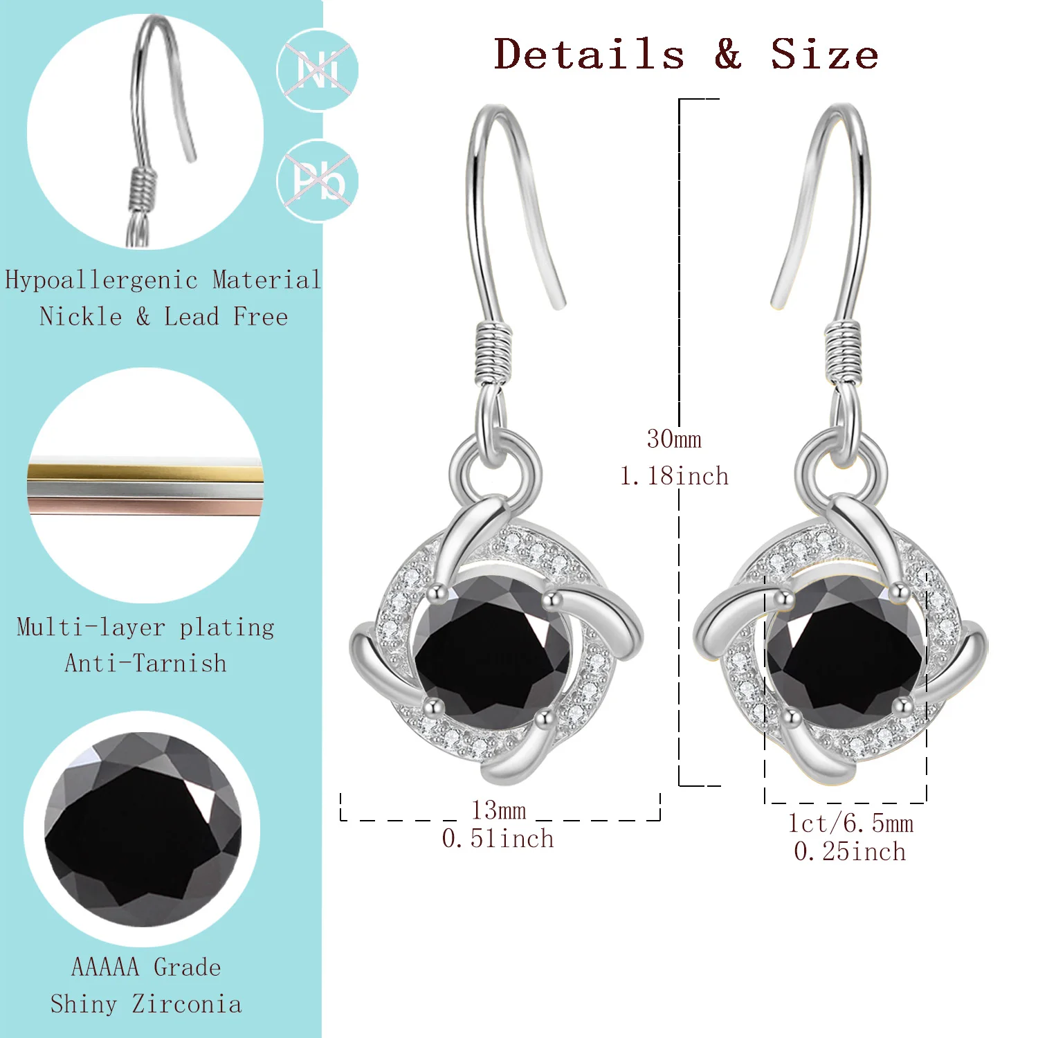 LAMVOICE Valentinstagsgeschenk für hochwertigen Schmuck, hypoallergener 2-Karat-Zirkonia-Haken, Designerartikel von hoher Qualität
