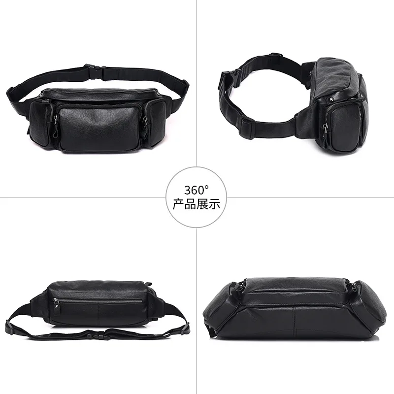 Multi-pocket large capacity riding diagonal backpack men high-grade multifunctional leather chest bag travel bag