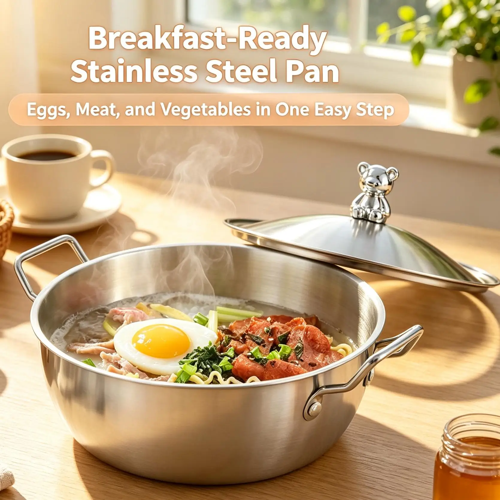 201 Stainless Steel Double Ear Handle Salad Bowl Wide Mouth Convenient For Fruit Vegetable Mixing Cooking