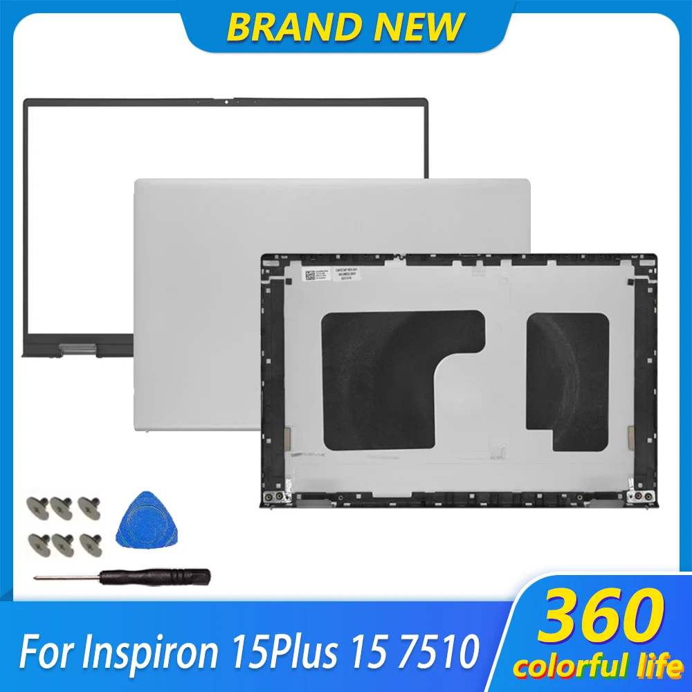 

New For Inspiron 15Plus 15 7510 Laptop LCD Screen Back Top Cover Front Bezel Hinges Rear Lid Top Case Silver
