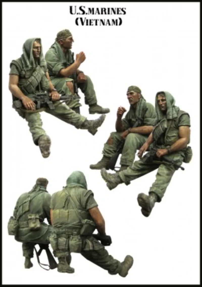 

1/35 Scale Resin Figure Assembly Model Kit Vietnam War American Navy Marine 2 People Unassembled and Unpainted DIY Toys