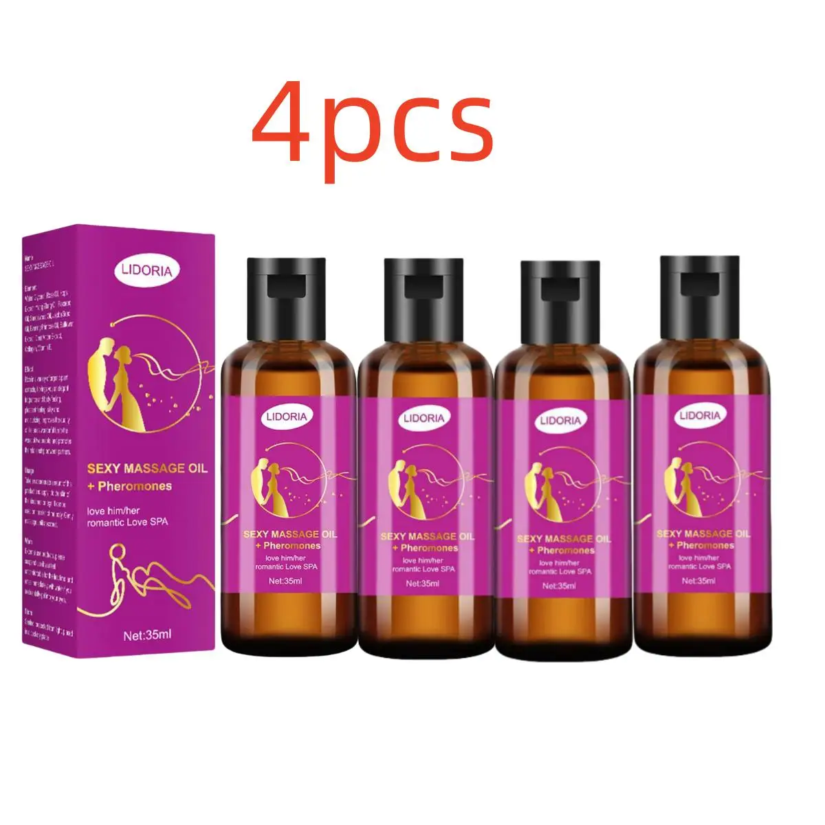 4PCS Massage Oil Body Private Parts Adult Natural Plant Rose Essence Romantic Couples Can Use Charming Massage Oil