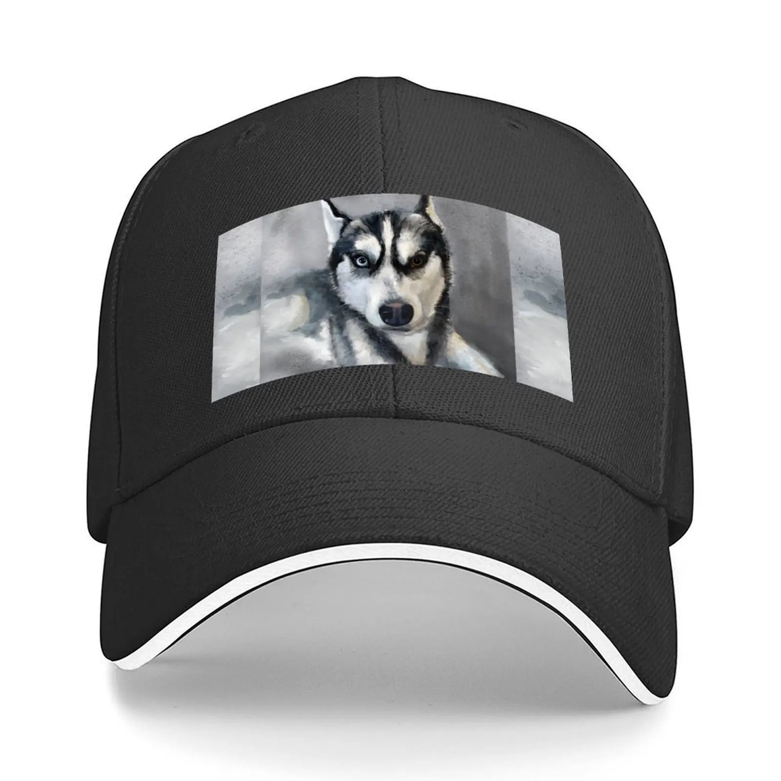 Сибирская собака хаски, акварельное искусство, бейсболка, забавные шляпы, солнцезащитные кепки, черная шляпа для папы, мужская одежда для гольфа, женская