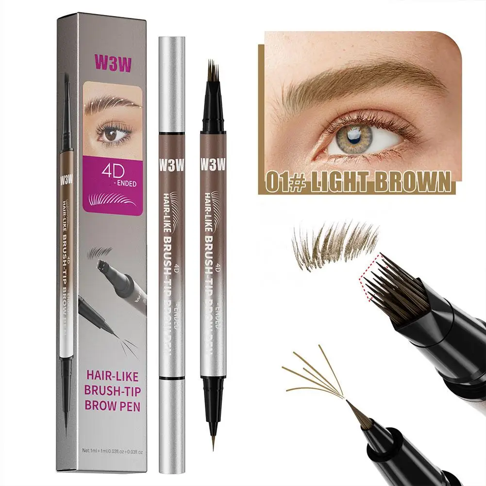 4D Miniature Double Head 2in1 Eyebrow Eyeliner Pencil - Waterproof Non Smudge Multi Color Liquid Eyebrow Pencil Dual Use Eye