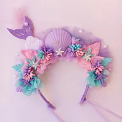 Mermaid Hairband Purple Kids Hair Hoop Sequins Fairy Princess Angel Wand Sticks Children's Dress Up Headdress Accessories