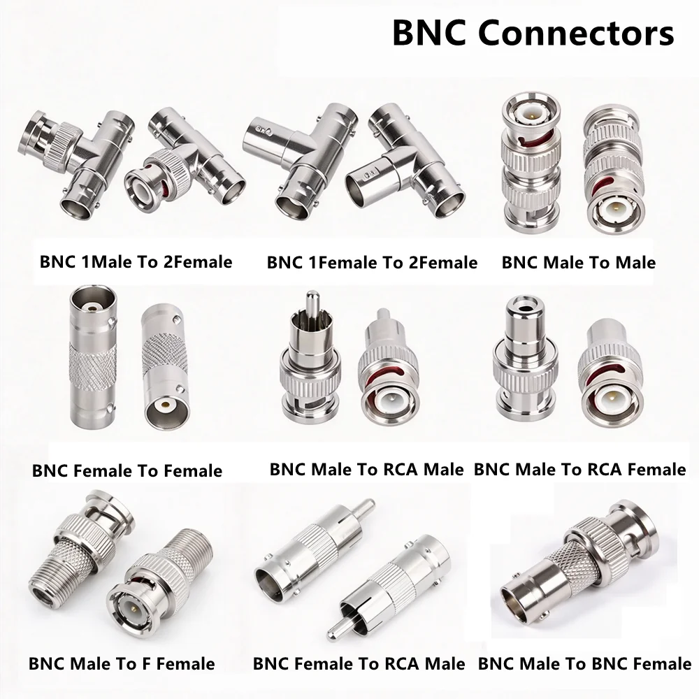 BNC Connector Q9 Male Female T Shape 3 Way BNC Splitter Adapter BNC To RCA ConverterAdapter Coaxial Connector