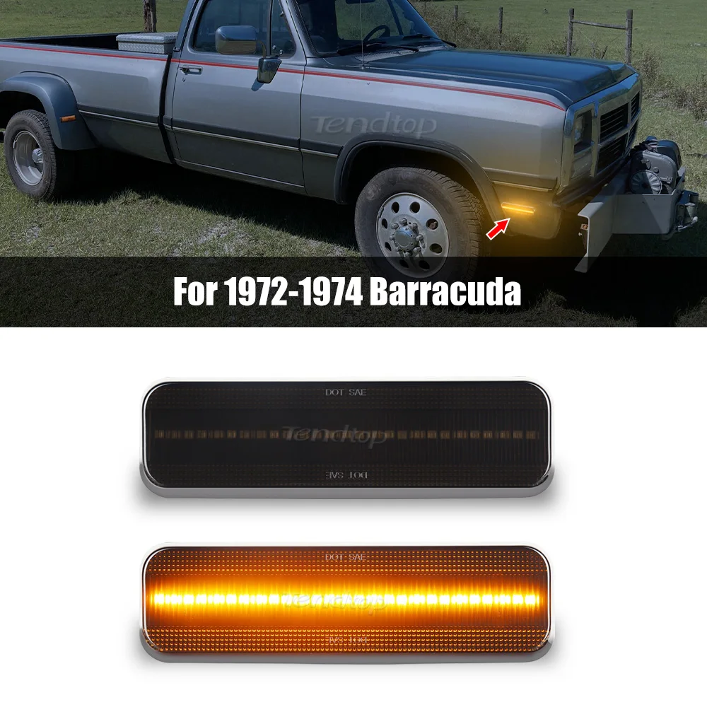 Luz de bengala de guardabarros ámbar, indicador de luz de posición lateral delantera para Dodge Charger Dart Aspen, para Plymouth Barracuda Satellite