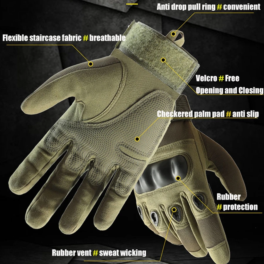 Tactical Full Finger Gloves Hiking Non-slip Paintball Gloves Outdoor Sports Cycling Hunting Shooting Protection Gloves