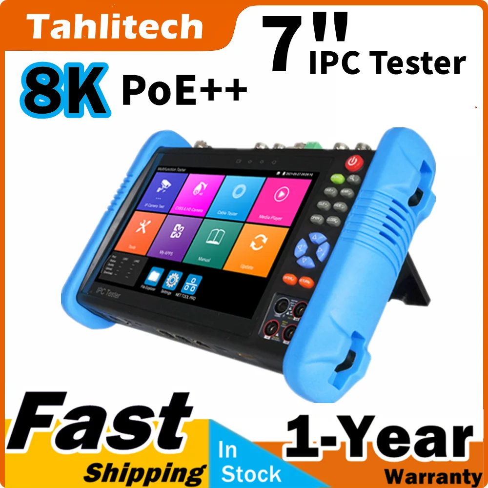 

Новейший PoE++ 8K IPC тестер видеонаблюдения 8MP AHD CVI TVI камера 8K H.265 тестер IP-камеры 7-дюймовый IPS-экран VGA вход HDMI