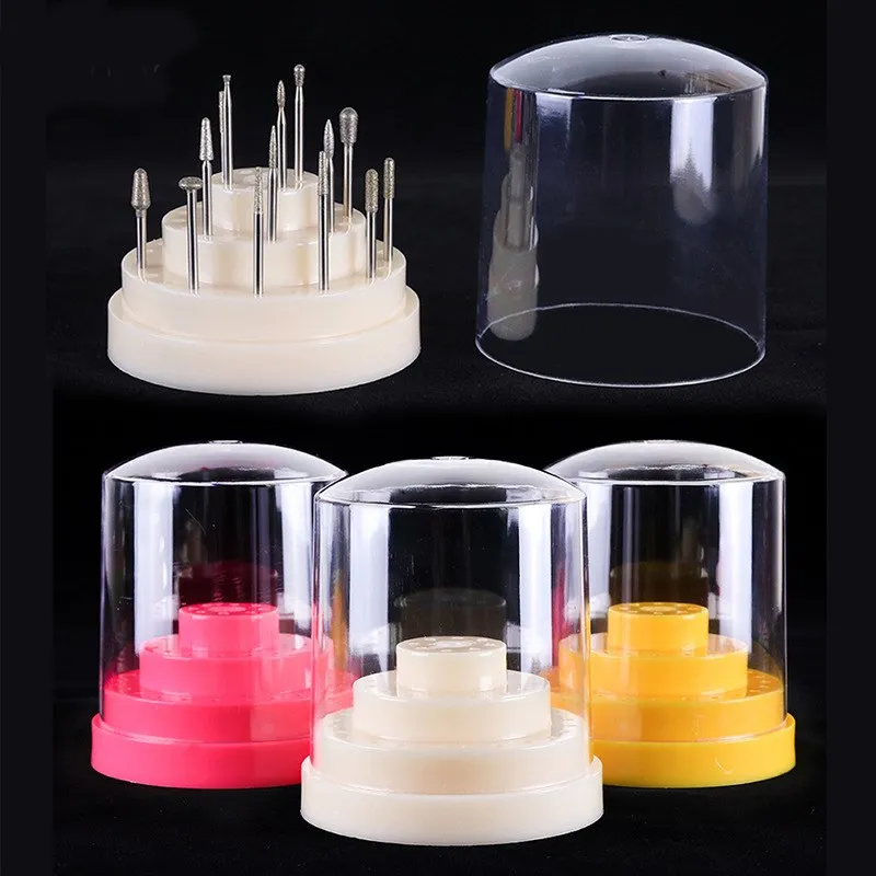 

Colorful Acrylic Nail Drill Bit Cutter Storage Box Nail Art Tools Display 48 Holes Round Holder Stand Manicure Container