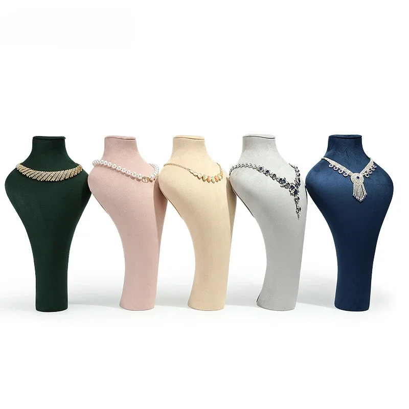 Model display props Portrait neck necklace display stand velvet leather multi-color window display jewelry rack