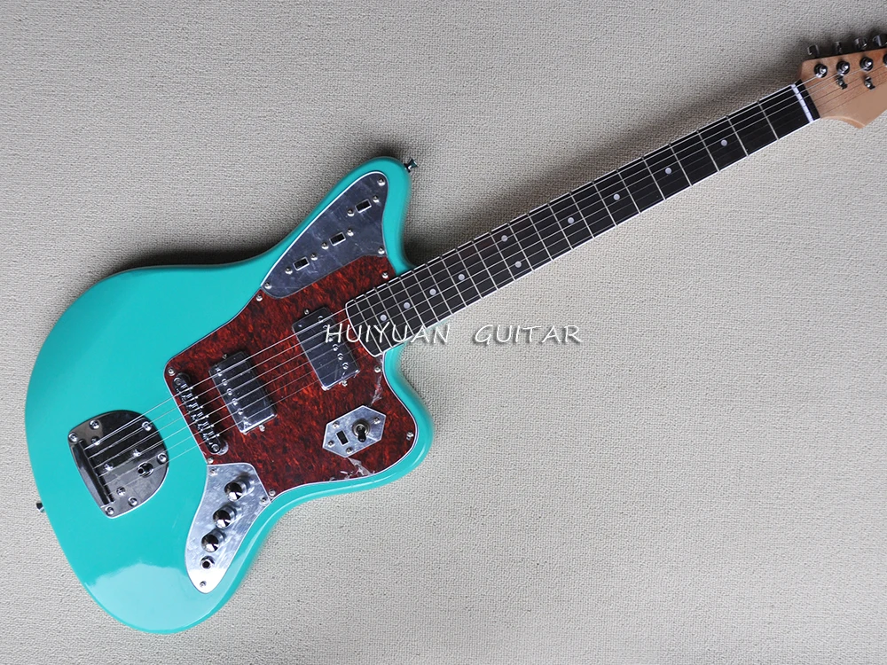 6 Strings Blue Electric Guitar with Rosewood Fretboard,Red Pearl Pickguard,Can be Customized