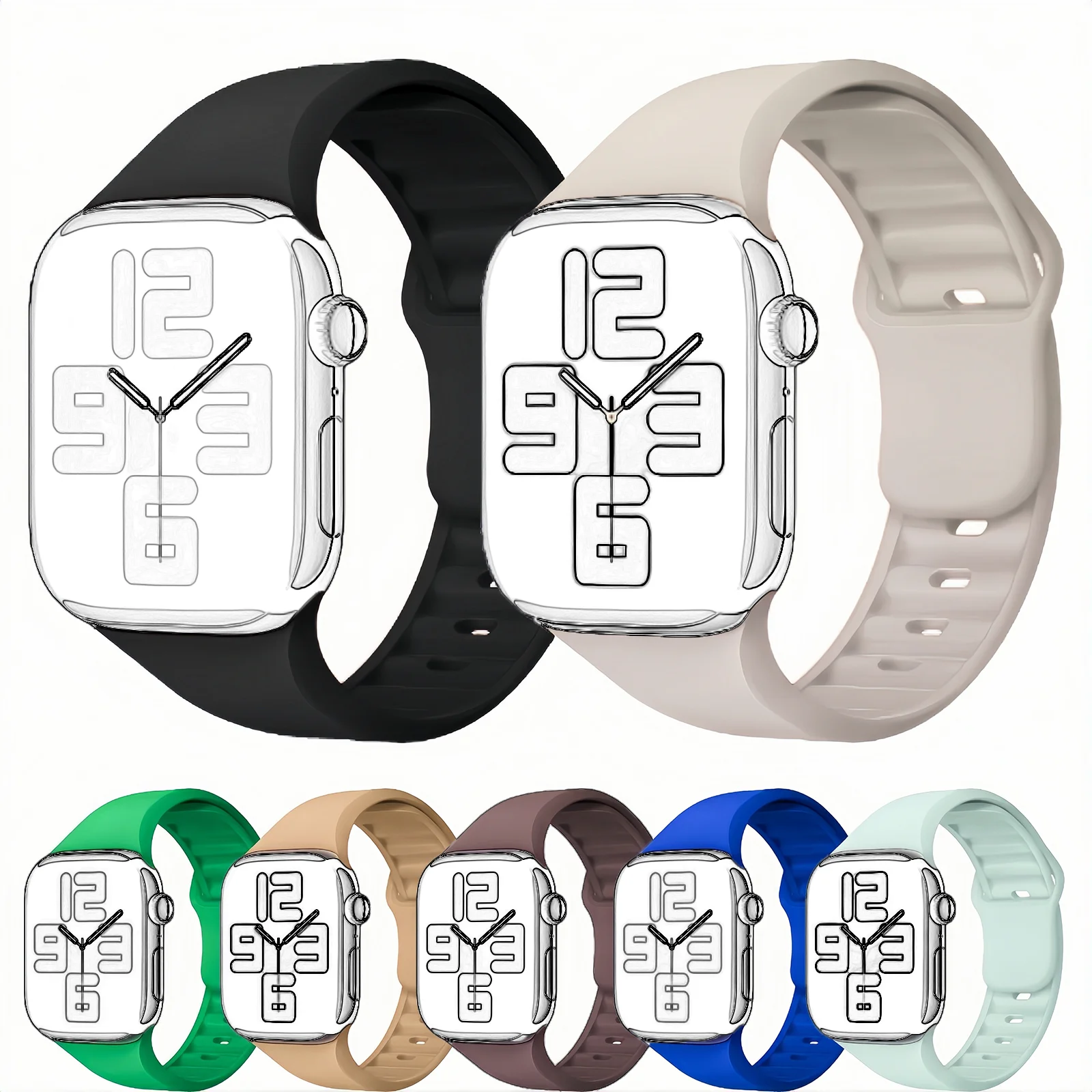 スポーツバンド Apple Watch バンド 38mm 40mm 41mm 42mm 44mm 45mm 46mm 49mm 対応、iWatch B 対応 ソフトシリコンストラップ