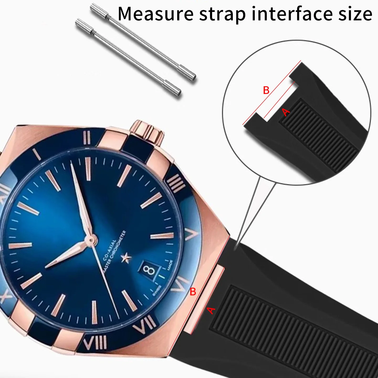 Notched silicone rubber watch strap For Omega Constellation 131.33/131.13 Refit to replace the diving wristband 24x14mm 24x15mm - view 2
