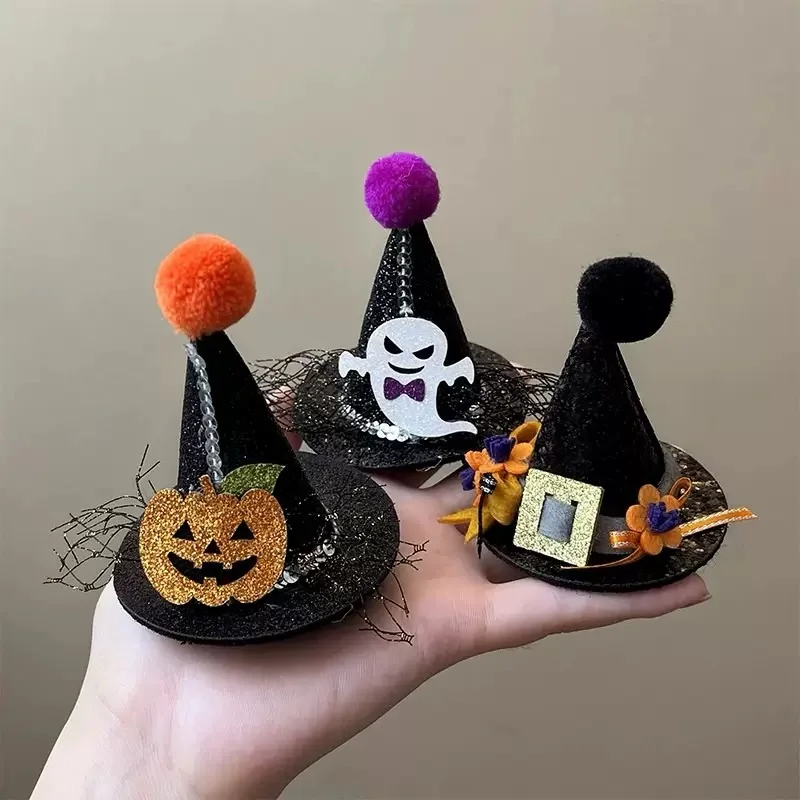 Halloween-Haarschmuck für Frauen – Hexenhut/Kürbis/Fledermaus/Schädel-Haarspangen für Party-Rollenspiele – Detail 6