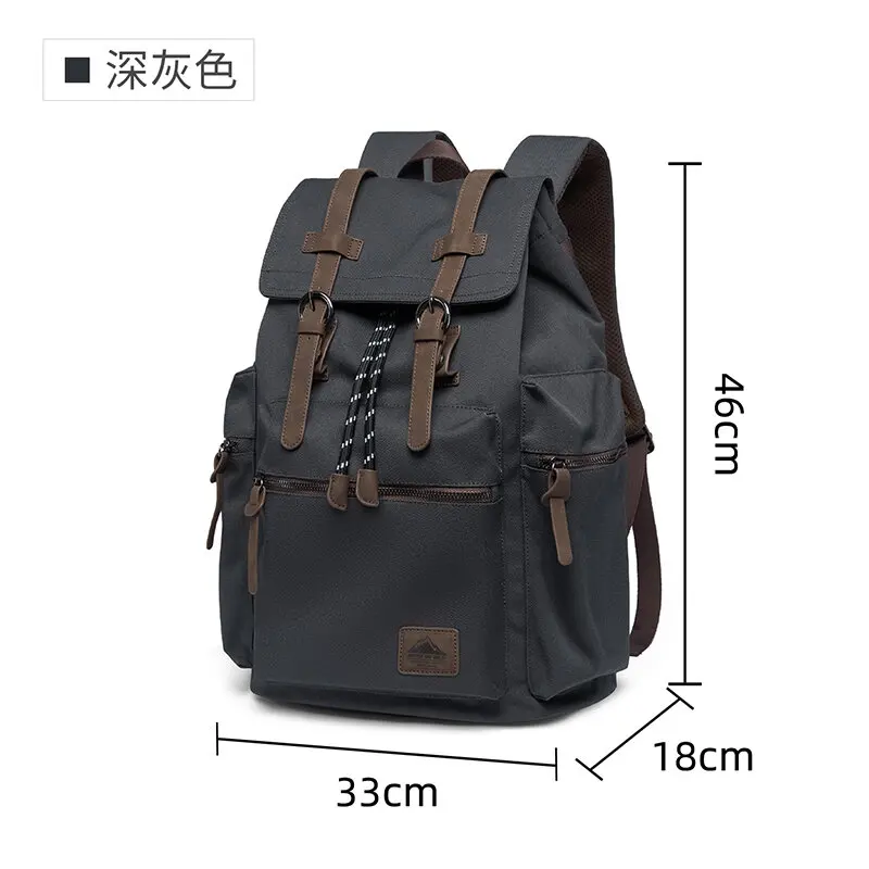MOYYI 27L Large Flap Backpack For Men Drawstring Multi Pockets Canvas 17.3 Inch Laptop Compartment Travel Bag For Hiking