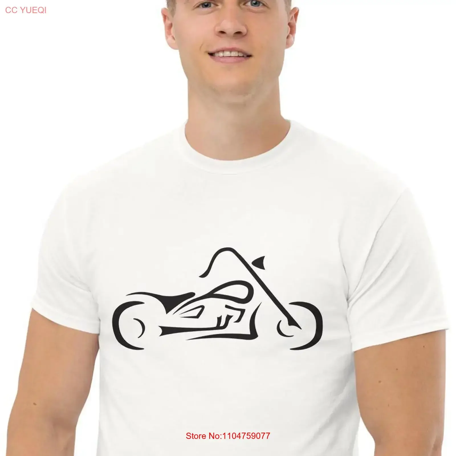 Custom Cruiser Motorcycle Minimalist Tribal Art Sleek Biker Line Drawing Modern classic tee vintage Washed Soft graphic
