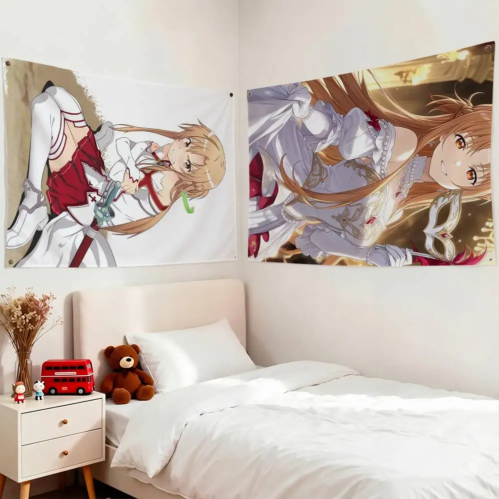 Asuna Yuuki Sword Art Online  Flags for Bedrooms Home Decor Items Outdoor Decors Garage Decoration Flaga