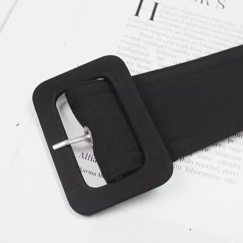 เข็มขัดผ้าสีดำสไตล์วินเทจสำหรับผู้หญิง คอร์เซ็ทผู้หญิง สายคาดเอวสำหรับเสื้อโค้ท สายคาดเอวสำหรับตกแต่งชุดเดรส เข็มขัดเส้นกว้าง รุ่น J1595