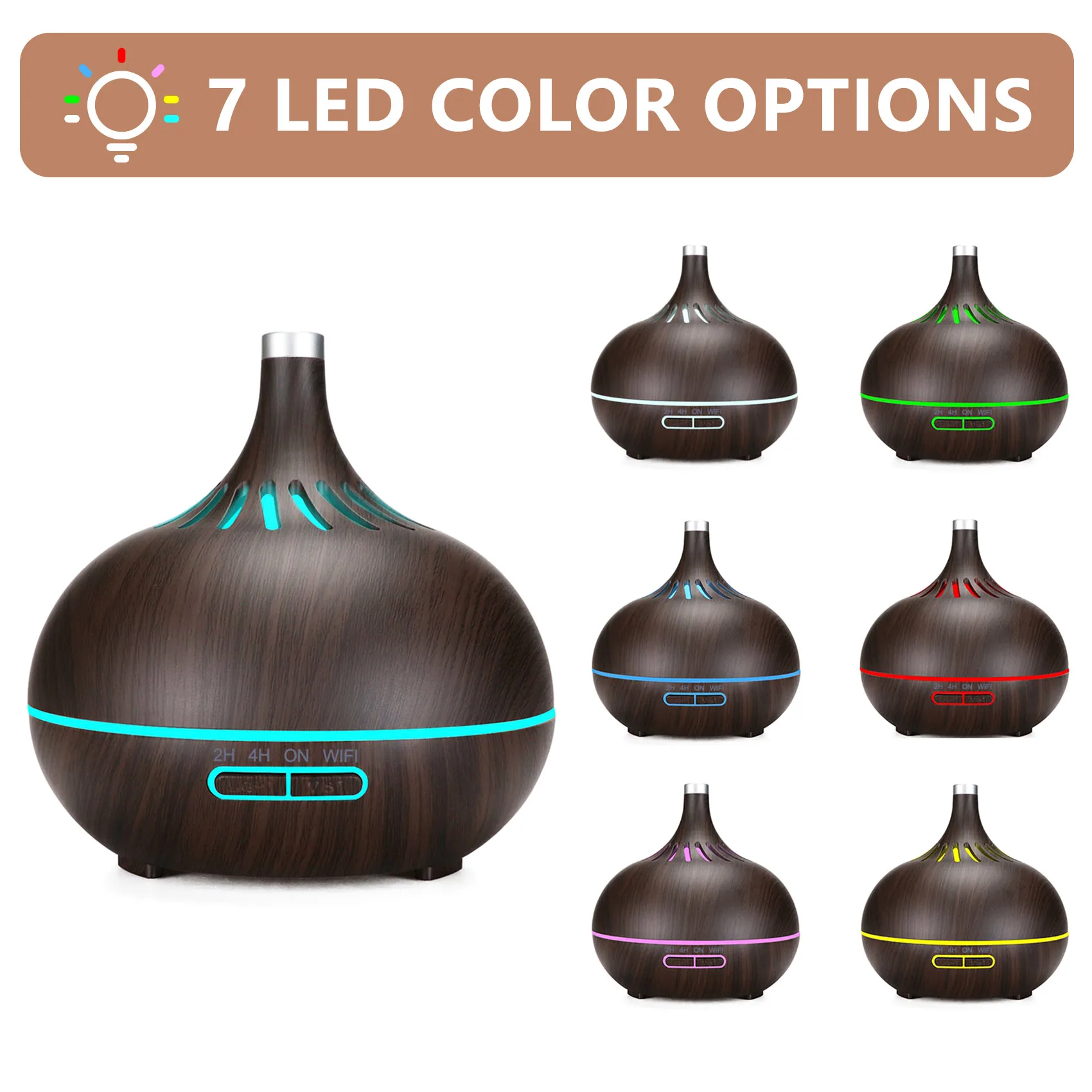 Humidificateur d'air WiFi intelligent, diffuseur d'huile essentielle, fonctionne avec Alexa et Google Home, prise ue en bois profond
