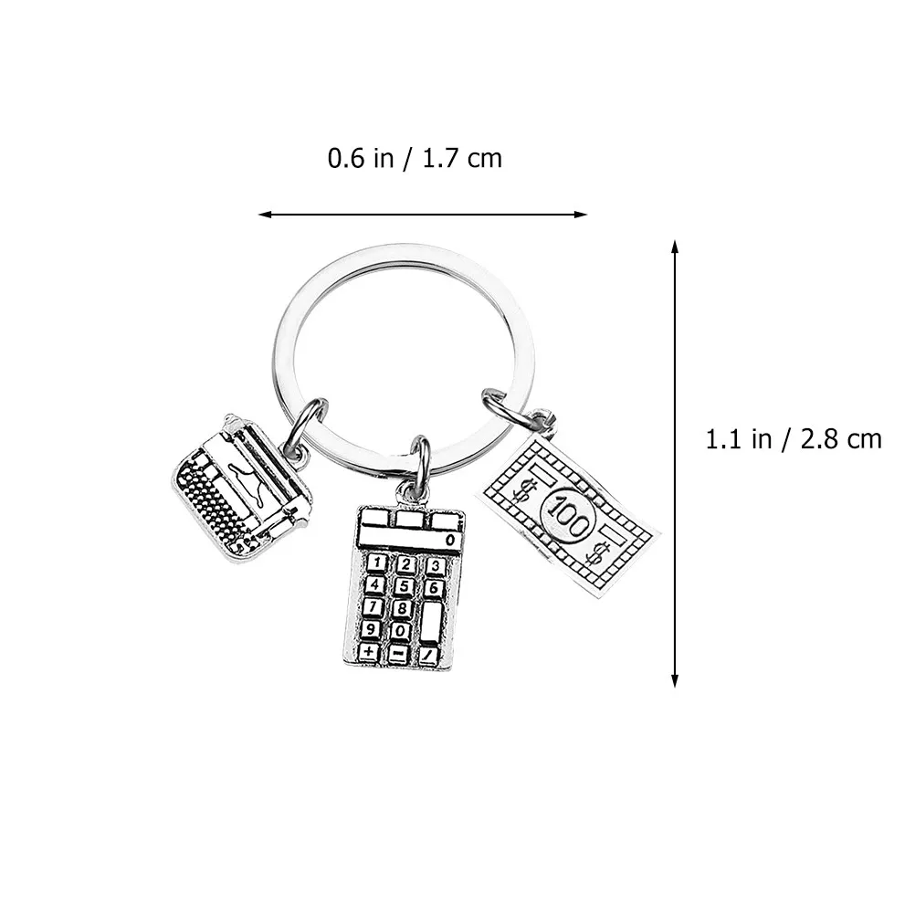 Exquisite Mini Calculator Design Metal Key Ring Decorative Key Chain Hanging Pendant for Keys Bag Car Party Props Graduation