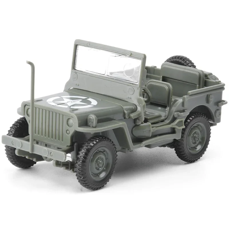 1/48 US Willys Jeep Assemble Model WWII GP Military Vehicle Model Puzzle Block Car Collections Scene Sandpan Game Model Toy