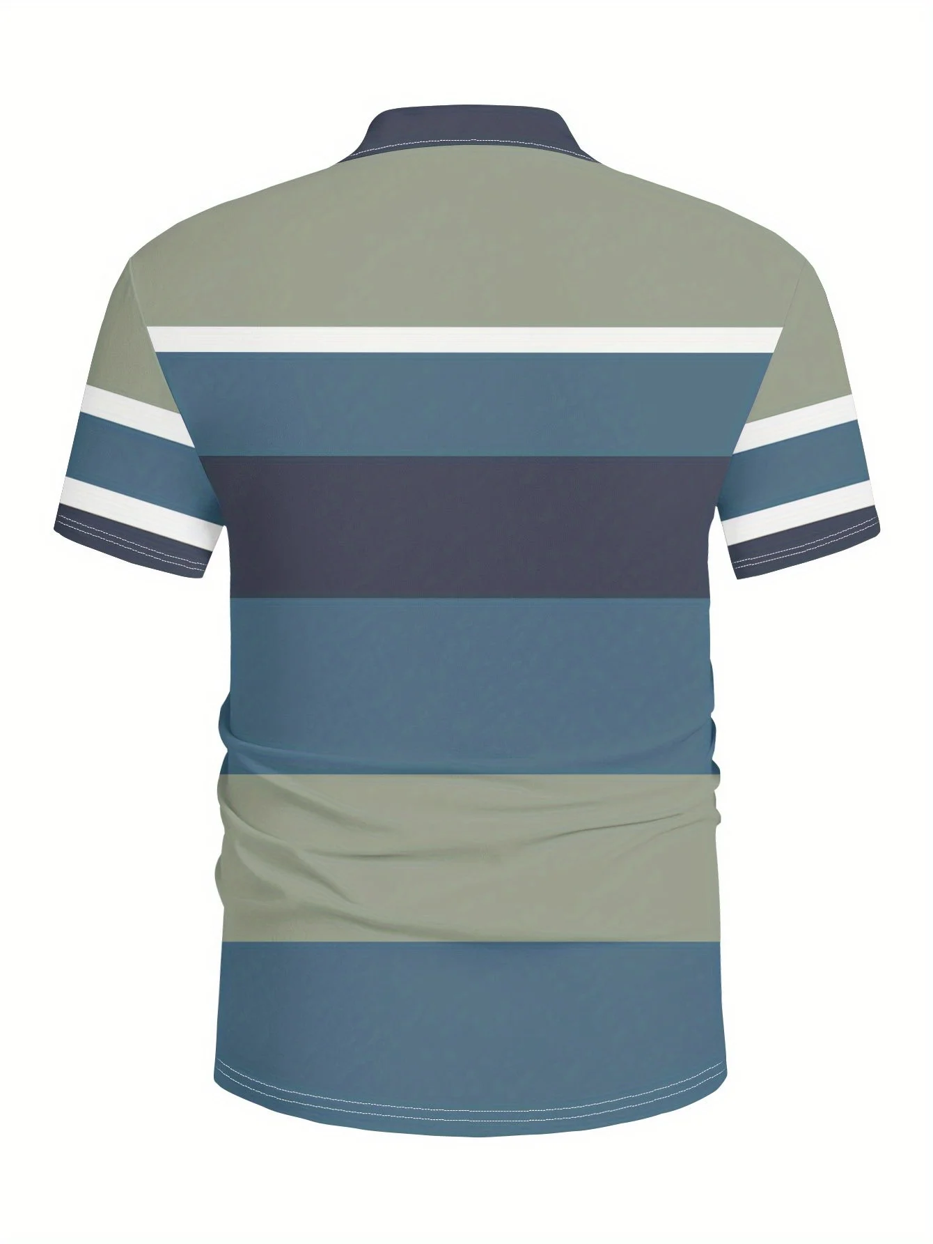 New men's short-sleeve polo shirt T-shirt, loose-fitting and tailored with printed patterns, versatile basic crew-neck top suita
